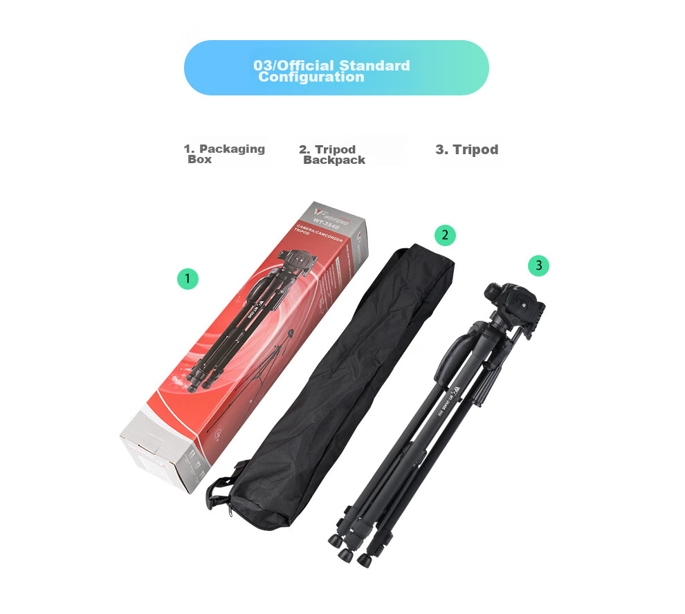 Weifeng WT-3540 Digital Camera/Mirrorless And DSLR Tripod, Aluminum Alloy Lightweight Tripod, Photography And Videography Phone Selfie Live Streaming Outdoor Projector Floor Stand 12