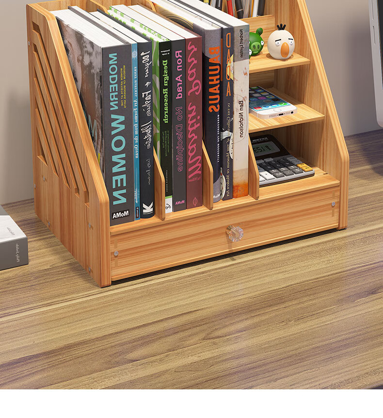 Shuranjia Drawer-Style Multi-Layer Office Desk Organizer with Lock, Cherry Wood Color 07-2 11