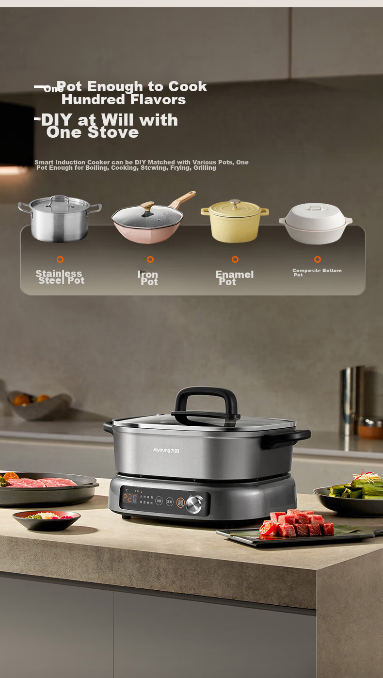 Joyoung Electric Hot Pot, IH Instant Heating, Specialized for Hot Pot, Induction Cooker, Electromagnetic Heating, 2200W, Multifunctional Pot, 6L, Separate Electric Cooking Pot, Dual-Sided Pot, HG60-G855 10