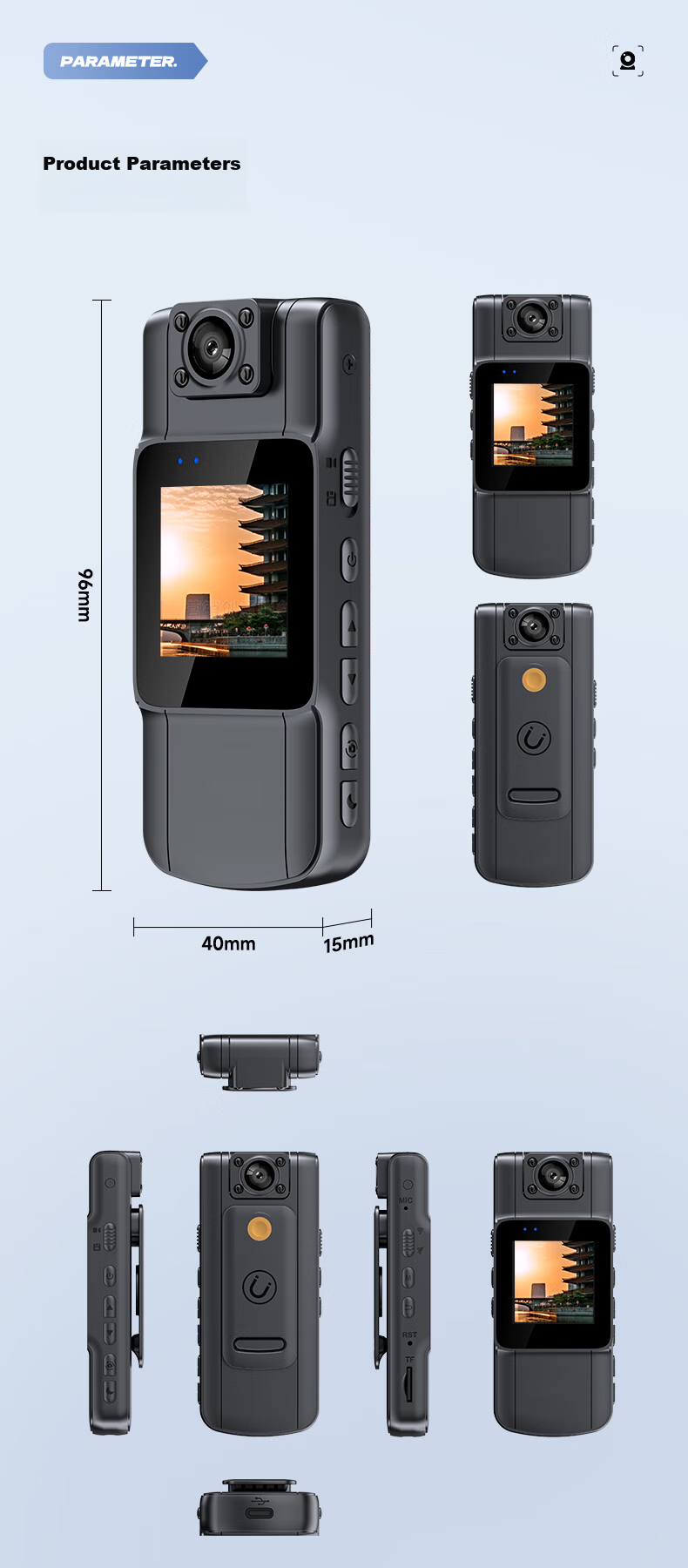 Mengduofu Body-Worn 4K High-Definition Law Enforcement Camera, Small Chest-Mounted Cycling Sports Camera for Meetings And Inspections 28