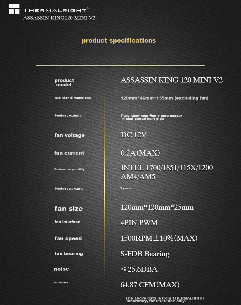 Thermalright Assassin King 120 MINI V2 CPU Air Cooler, Height 135mm, AGHP4 Generation 5 Heat Pipes, Copper Base, Nickel-Plated, AK120 MINI V2 17