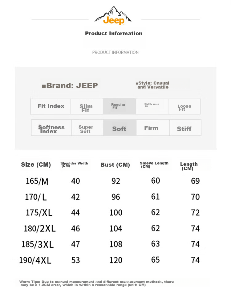 JEEP Men's Long-Sleeve T-Shirt, Spring And Autumn Polo, Loose Casual Undershirt, Men's Clothing, Apricot Color, XL Size 4