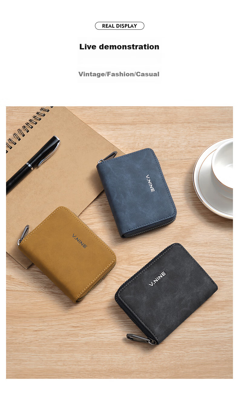 V.NINE Card Holder for Men with Multiple Card Slots, Bank Card Holder, ID Holder, Horizontal Coin Purse, Men's Valentine's Day Gift Box Set 18