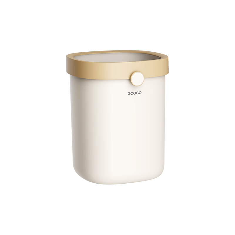 Ecoco Trash Can, 12L, Household, with Pressing Ring, Automatic Bagging, for Bathroom, Living Room, Bedroom, Kitchen, Garbage Bin, E24215 Yellow