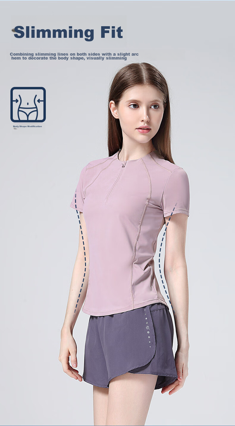 CAMEL Women's Sports Set, Summer New Style Running Yoga Fitness Short-Sleeve Shorts with Lining, Casual Elastic Sportswear 5