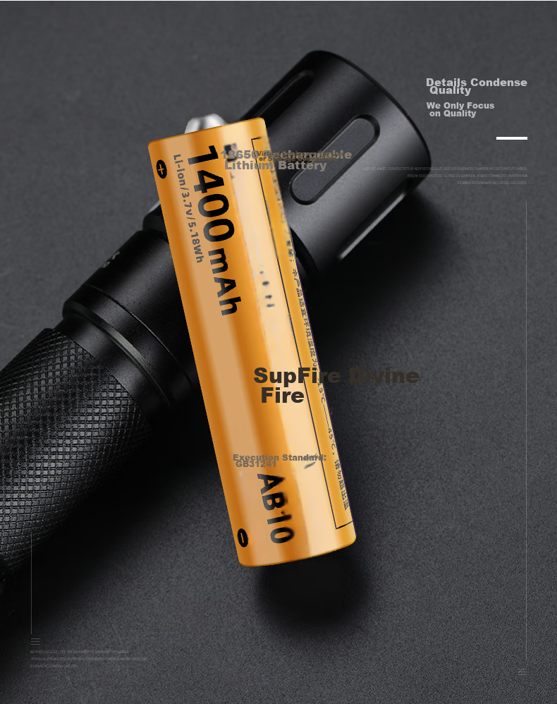 SupFire 18650 Lithium Battery, LED High-Intensity Flashlight AB10 Battery, Rechargeable, 3.7/4.2V, Bright Battery 10