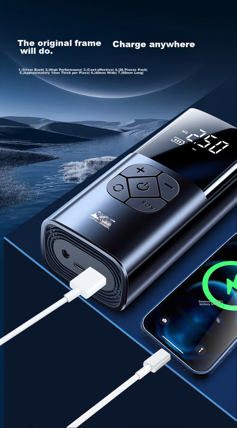 Jumu Bicycle Pump, Wireless And Wired Dual-Use, for Car And Motorcycle Tires, Inflator, Electric Vehicle-Mounted Air Pump 13