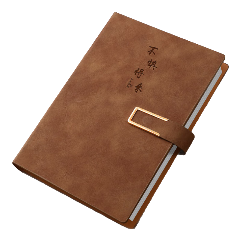 Faramon Comfortable Loose-Leaf Notebook A5/160 Pages, Detachable Notepad, Simple Business Thick Meeting Record Book, Customizable A5 Brown (Unafraid of The Future)