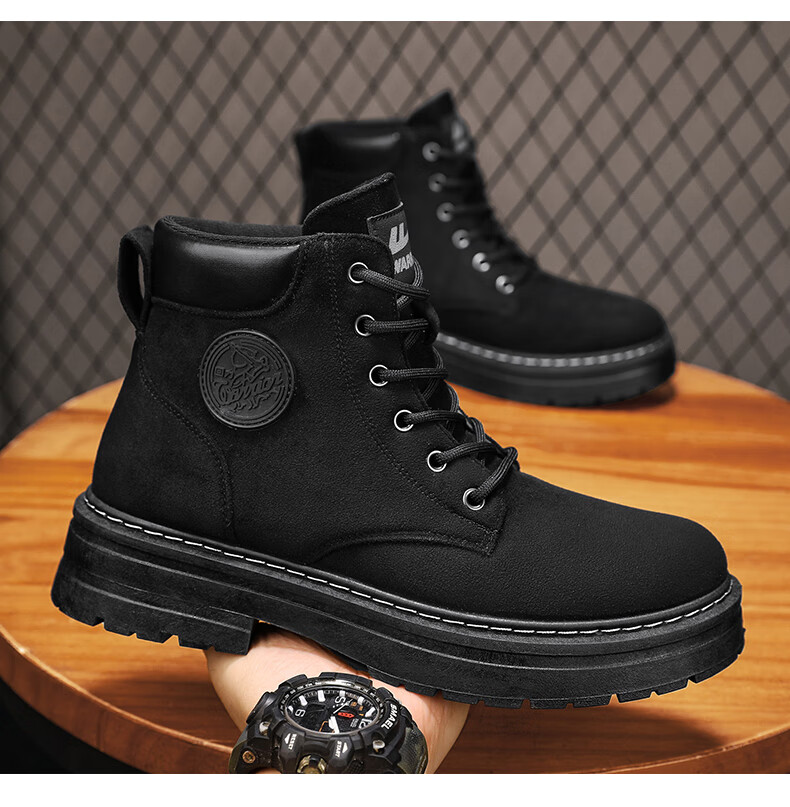 Huili Men's Shoes, Retro Martin Boots, New Style for Autumn And Winter 2025, Versatile Work Boots for Hiking, Khaki, Size 42 22