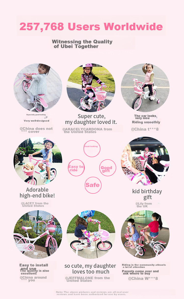 RoyalBaby Children's Bicycle, Girls' Bike, Pedal Bike, for Ages 4-7, with Training Wheels, Princess Pink And White, 16 Inches 5