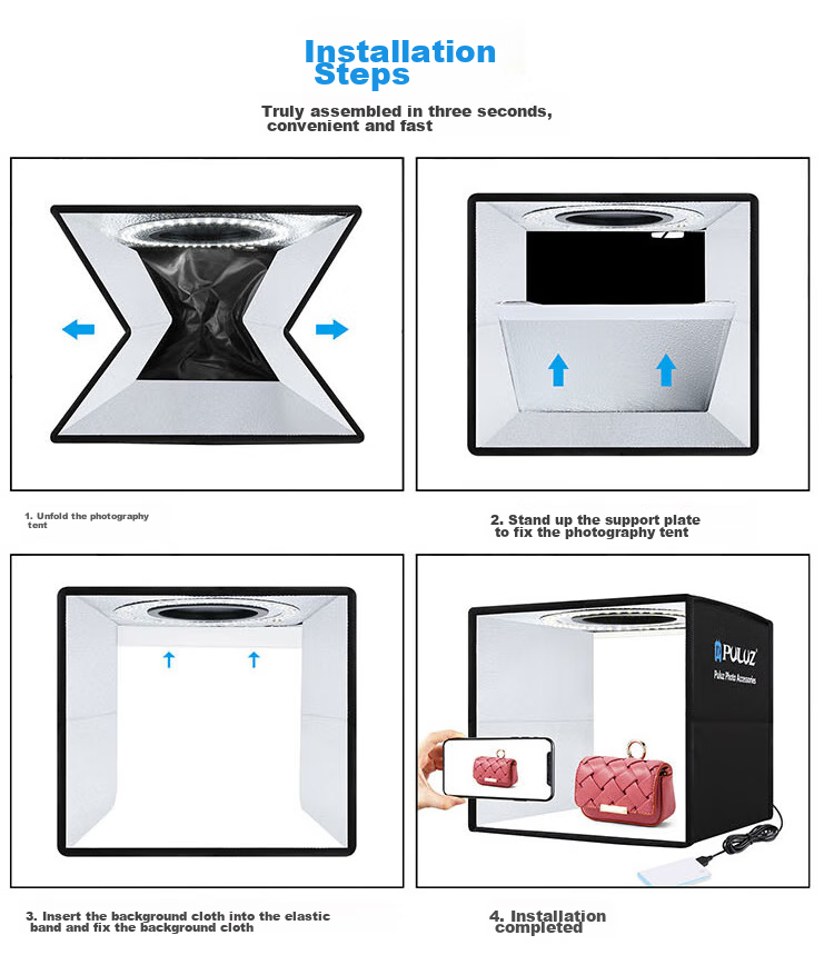 Pangniu 60CM Photography Studio Small Kit, Professional Photo Shooting Light Box, Softbox PU5060 Product, Photography Props, Mini Still Life Shooting Softbox, Studio Shooting Platform 10