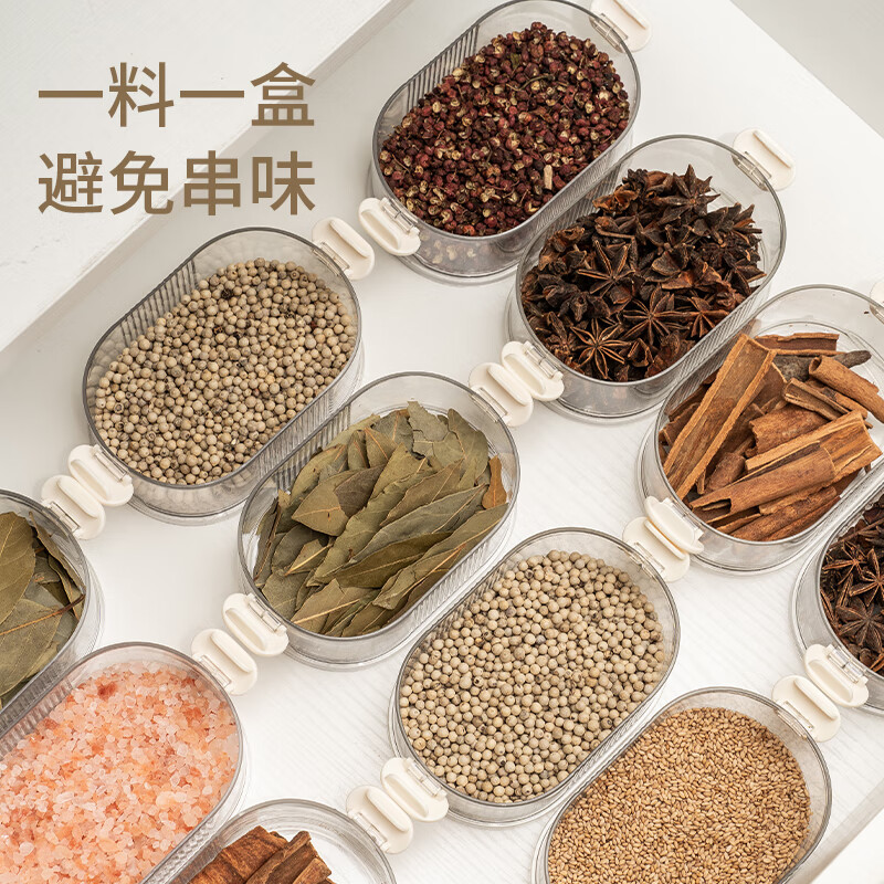 CAIZHI Spice Storage Box, Dried Chili Pepper Seasoning Container, Sichuan Pepper, Star Anise, Cinnamon Dispenser Box, Sealed Container, 5-Layer CZ6892