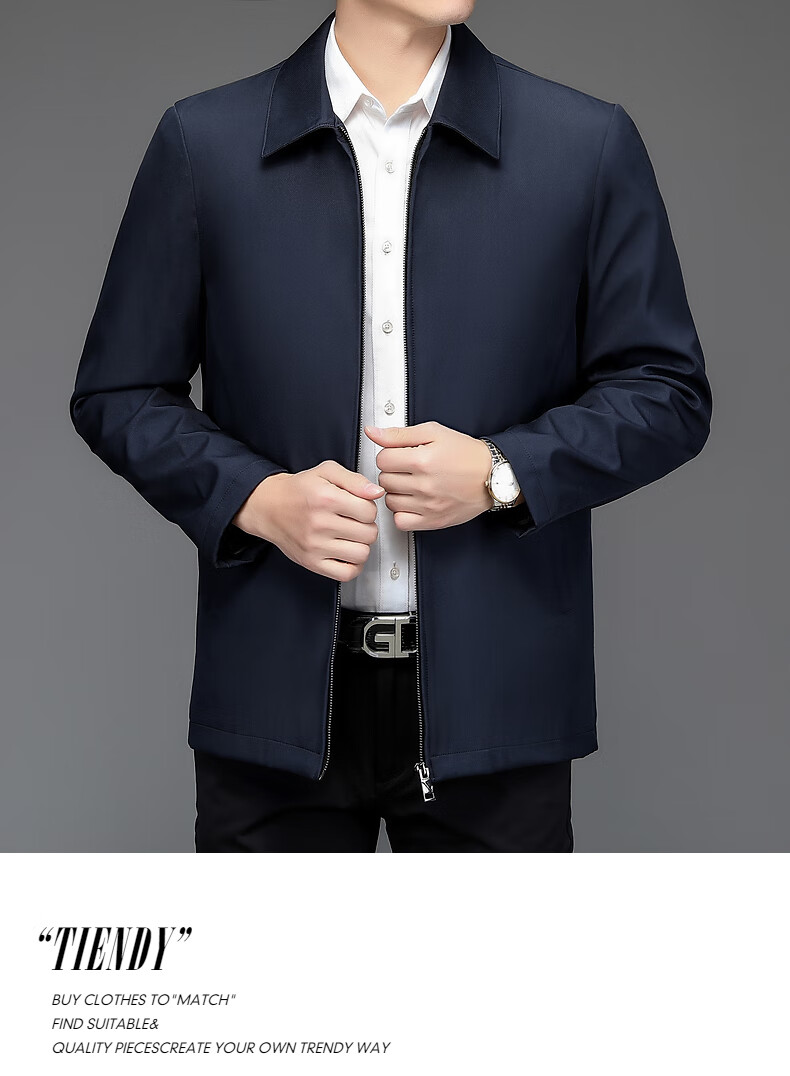 Hengyuanxiang Administrative Jacket for Men, Spring And Autumn Season, Middle-Aged Men's Business Casual Dad's Outerwear, Middle-Aged And Elderly Men's Clothing, Lapel Top 12