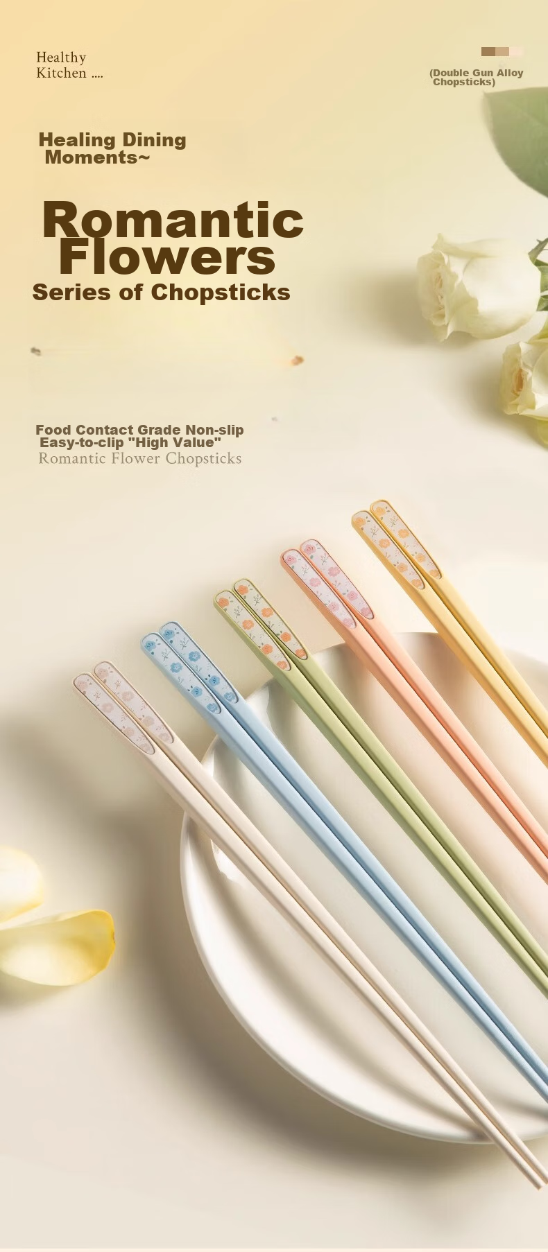 Suncha Alloy Chopsticks, High-Quality Luxury Chopsticks for Home Use, Anti-Mold Antibacterial Dishwasher Safe Non-Slip Heat-Resistant PPS5 Double Set 1