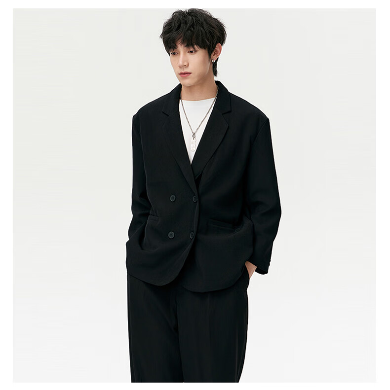 MMOPTOP Luxurious High-End Suit Jacket for Men, Spring And Autumn Trendy Cool Casual Blazer Top X233 Black 2XL 10