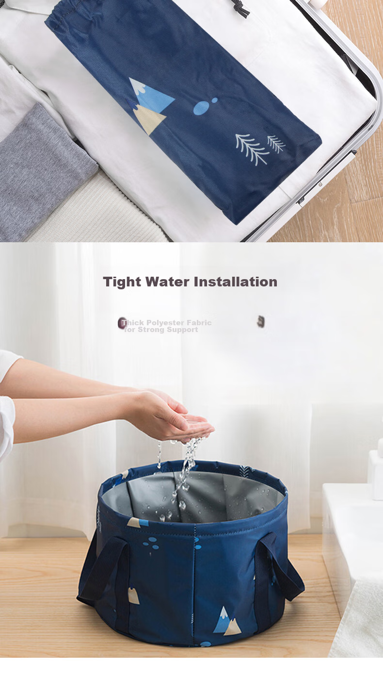 JAJALIN Portable Foldable Outdoor Travel Foot Soaking Bag, Laundry Basin, Foot Washing Bucket, Face Basin, Foot Washing Container, Gray Alpaca 2