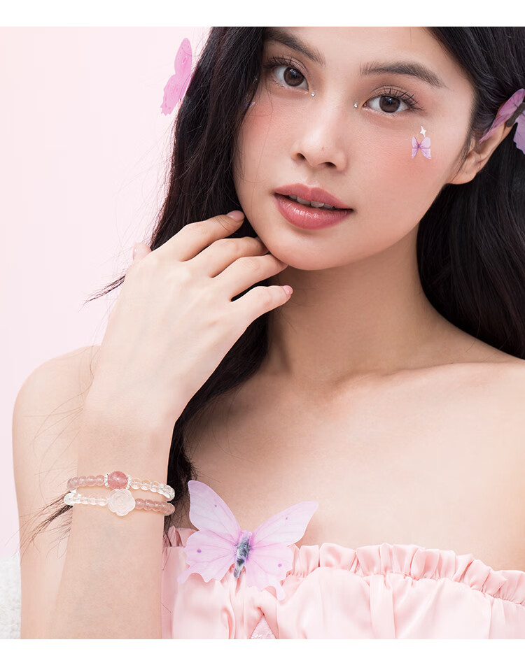 Clect Double-Layered Bracelet with White Rose Beads, Sweet Layered Crystal Jewelry for Women, Elegant And High-End Chinese Style Birthday Gift for Girlfriend 4