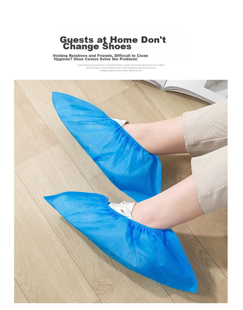 BWNK Disposable Shoe Covers, Non-Woven Fabric Shoe Covers [100 Pieces], Foot Covers, Thickened Breathable Enlarged Dust-Proof Non-Slip Wear-Resistant One Size Fits All 5