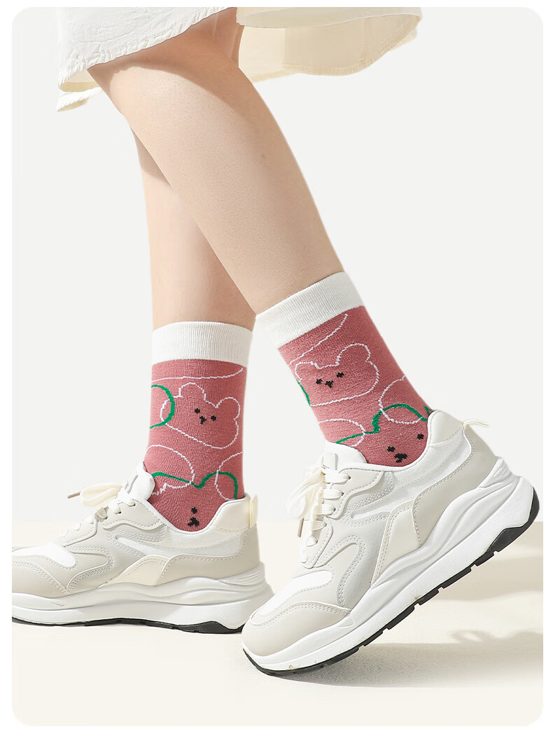 LangSha Children's Socks, Girls' Spring Autumn Winter All-Season Mid-Calf Cotton Socks, Comfortable Elastic Breathable Princess Socks for Older Girls 17