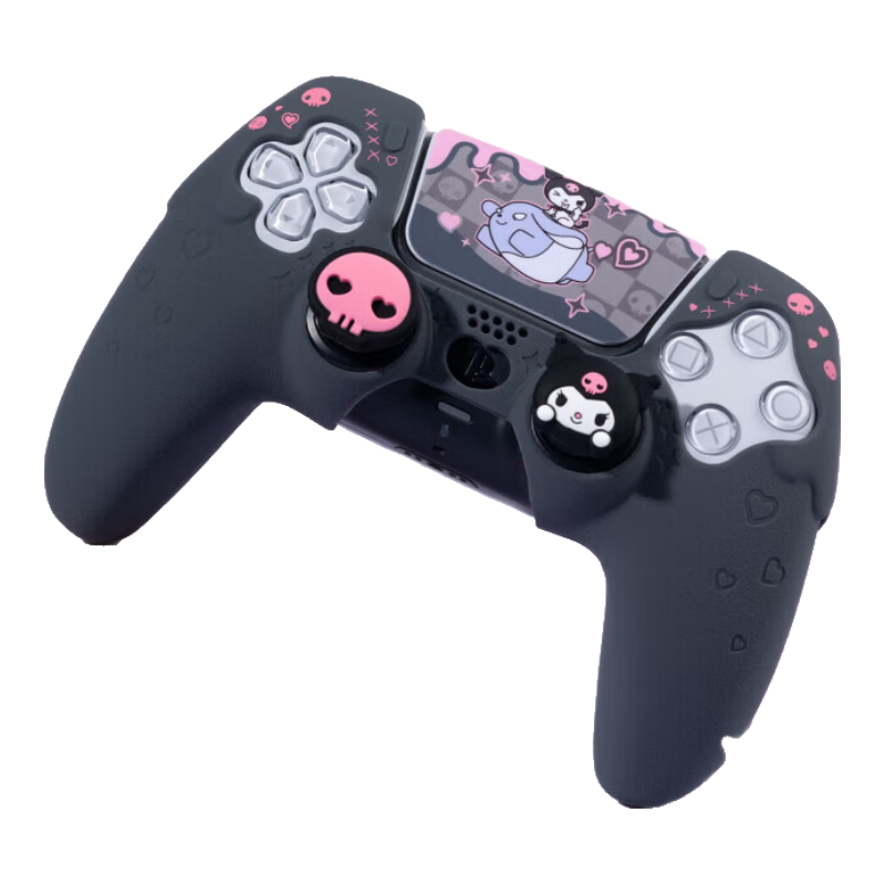 Jixiang Sanrio Kuromi PS5 Controller Silicone Cover, Joystick Cap, Button Covers, Full Protection Anti-Drop Dustproof Controller Accessories, Gaming Peripherals, PS5 Kuromi Controller Cover