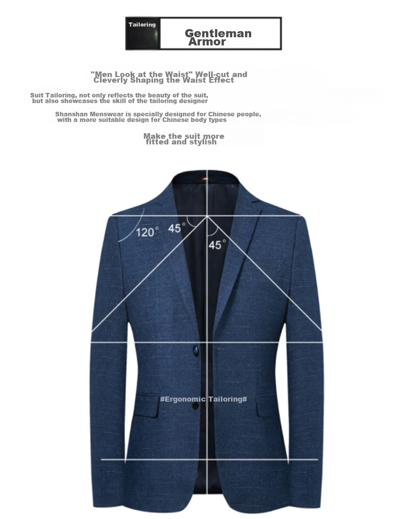FIRS Men's Suit, Spring And Autumn Style, Business Middle-Aged Blazer, Casual Men's Single Suit Jacket, Formal Professional Wear Top, Suit 9836 Dark Blue 170 3
