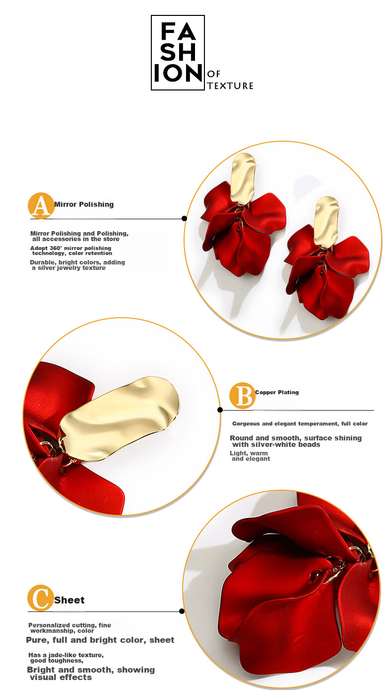 Dairuo Red Earrings without Piercings, Large Earrings for Women, Elegant And Unique, Exaggerated Earrings, High-End Autumn And Winter New Year Festive Accessories 10