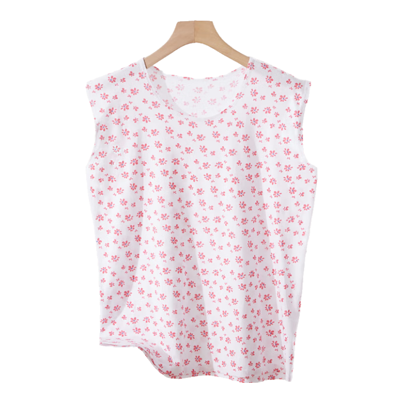 Hengyuanxiang [Pure Cotton] Middle-Aged And Elderly Women's Vest, Can Be Worn As Outerwear Or Undershirt, Loose Casual Undershirt for Seniors, Red Floral Patter