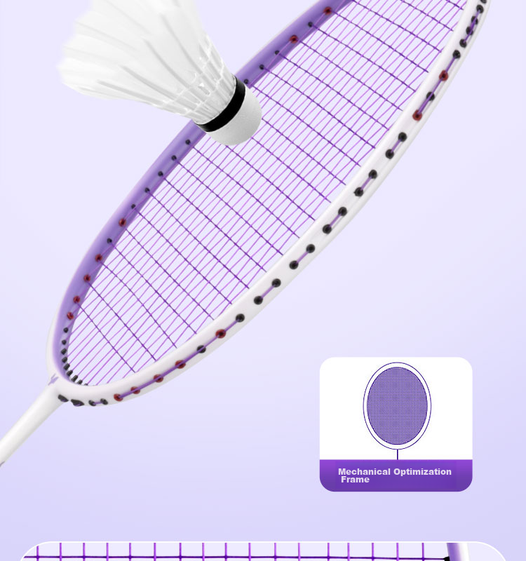Yodiman Purple And White Badminton Racket, Full Carbon Ultra-Light 6U Single Racket 660 14