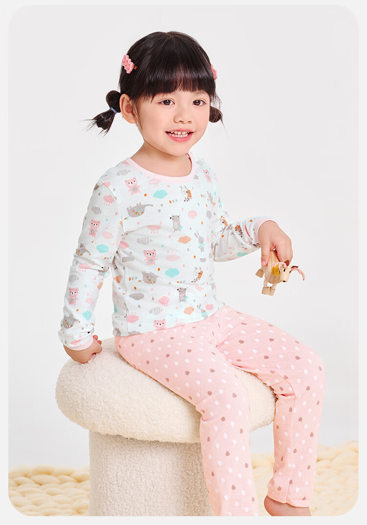 YUZHAOLIN Girls' Pajamas Spring Children's Home Wear Set for Young And Older Kids, Pure Cotton All-Season Air Conditioning Clothes, Animal Park Desig 10