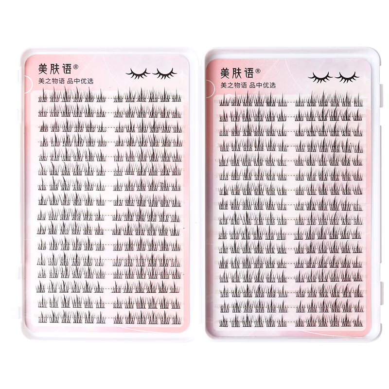 Meifuyu Large Capacity False Eyelashes, Lazy Person's Three-In Sunflower 384 Clusters Natural Grafted Single Cluster Eyelashes MF8356