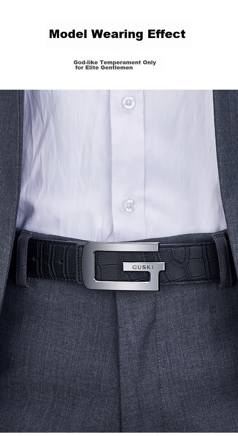 GUSKI Brand Men's Leather Belt with Ceramic Buckle, Business Trouser Belt, Gift Box, Birthday Present for Boyfriend Or Husband 5