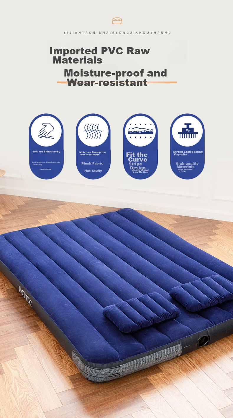 INTEX Double Inflatable Bed for Home And Car Use, Portable Nap Mattress, Tent Pad with Built-In Dry Battery Pump 64758 6