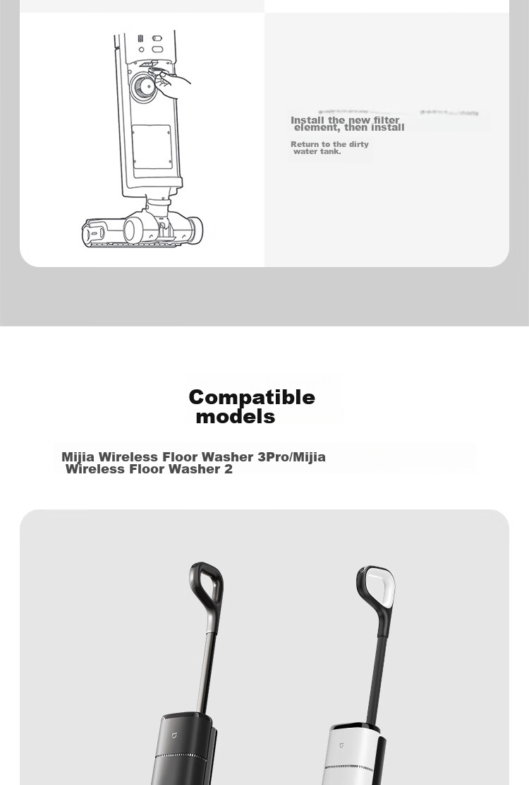 Mijia Xiaomi Wireless Floor Scrubber 3 Max/3 Pro/2 Filter Cartridge (Pack of Two), Accessory 4