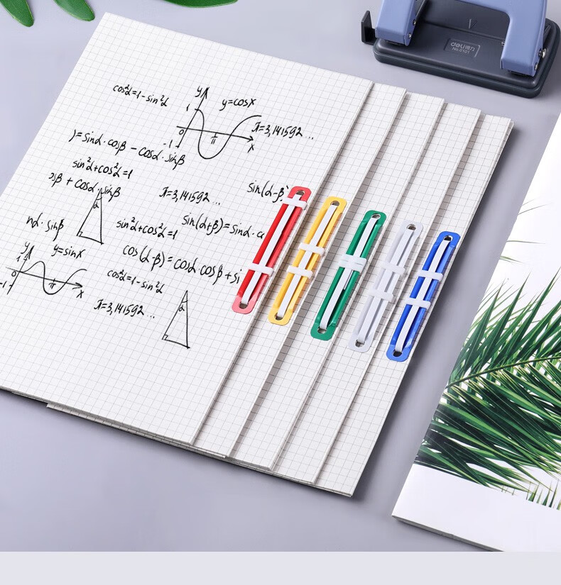 Tianshun Binding Strips, Student Handmade Loose-Leaf Notebook Office Stationery, 2-Hole Binding Strips, Hole Puncher, Hole Punch Machine, Colored Plastic Binding Clips, 20 Sets/box 1