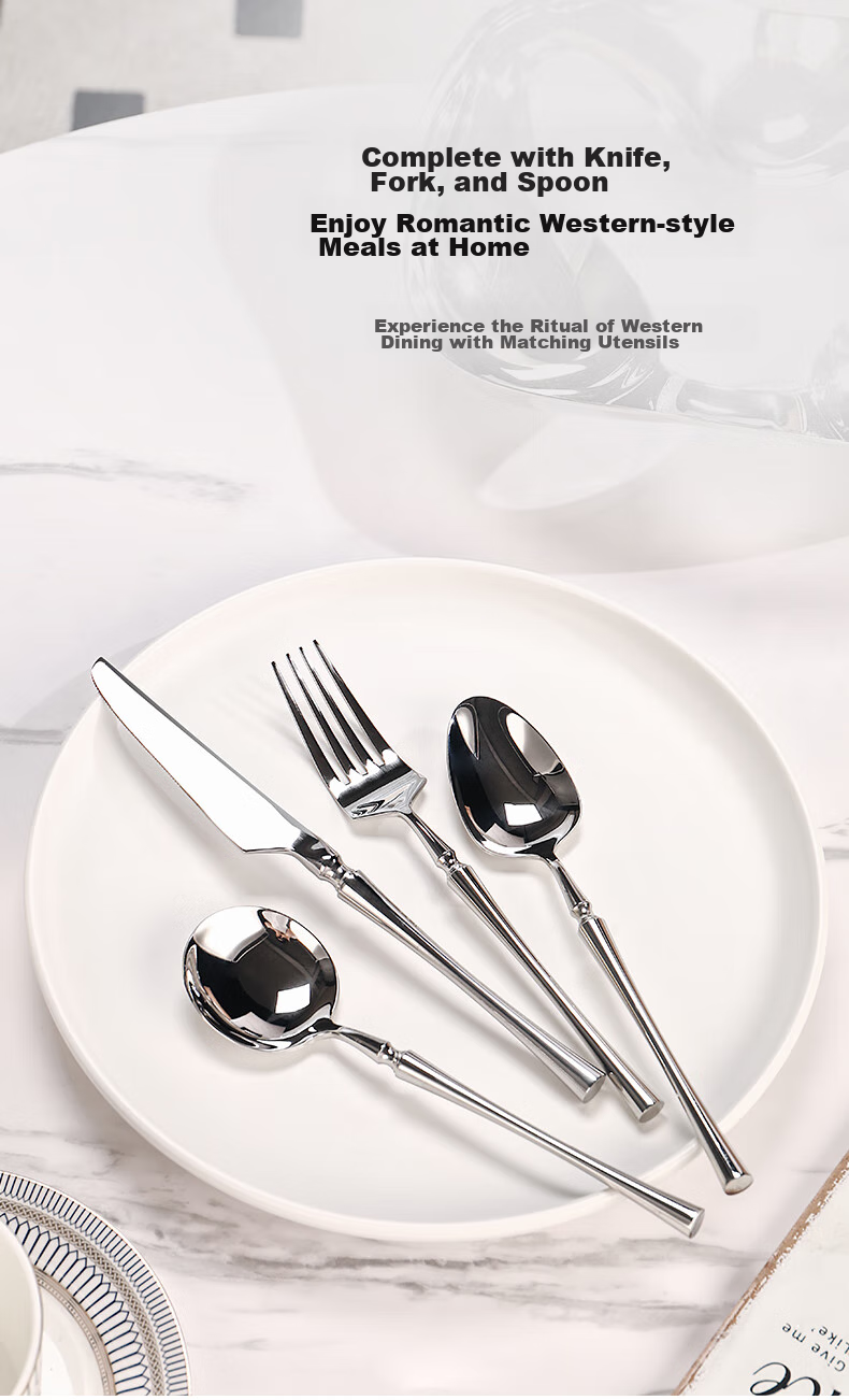 CRISTALGLASS Stainless Steel Steak Knife And Fork Set, High-Quality Western Cutlery, Thick Household Tableware Knife And Fork Set 8