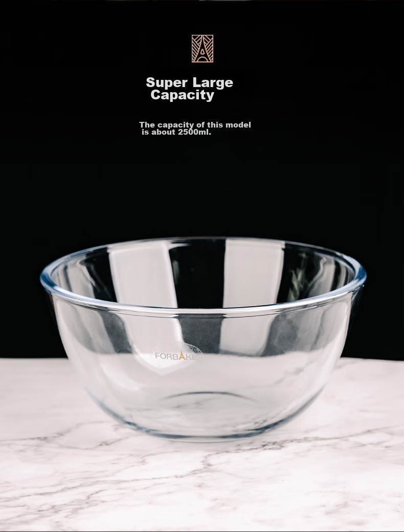 FOR BAKE Glass Mixing Bowl 23cm, Dough Bowl for Home Kitchen Baking, Deep And Thick Glass Bowl for Salad And Cooking 4
