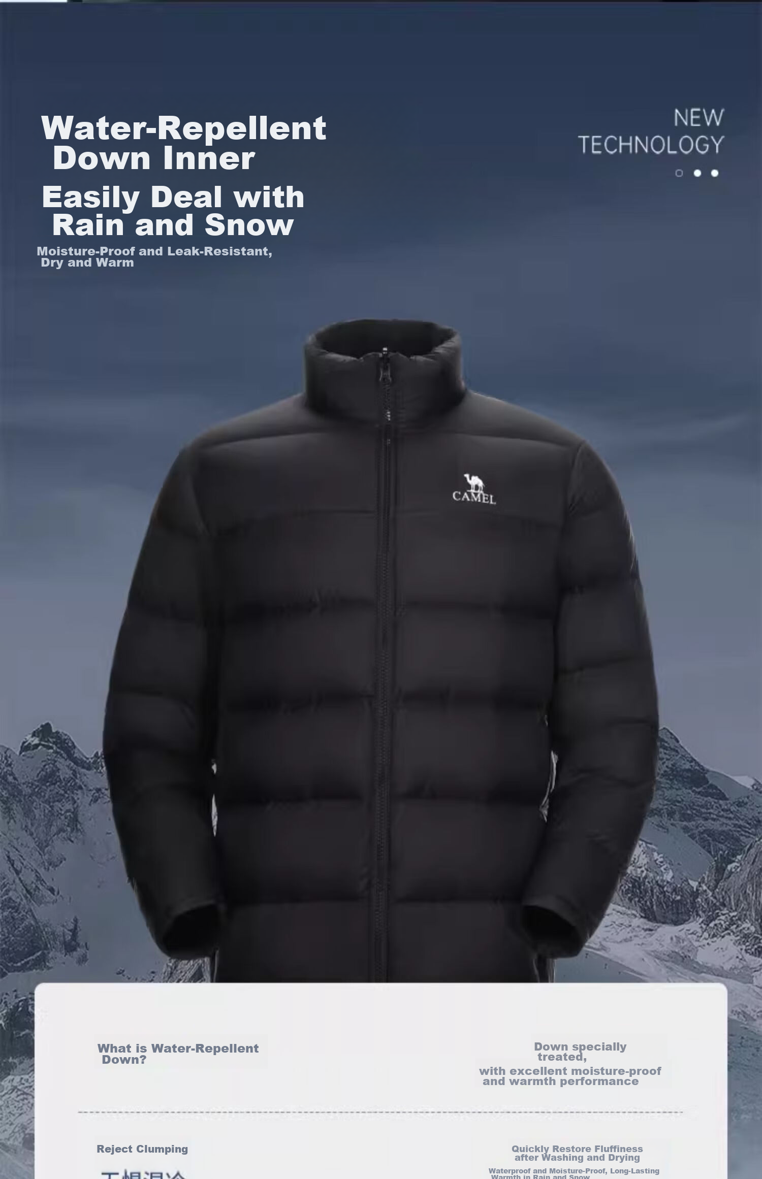CAMEL Outdoor down Inner Liner Jacket, Cold-Resistant, Warm, Triple Protection, for Tibet Travel And Mountaineering, NR99 Hard Shell Jacket [Yushen] 11