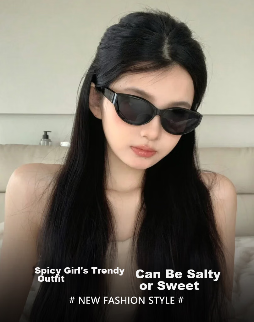 Cuntiandaofu Cat Eye Sunglasses, Sunglasses, Polarized UV Protection Sunglasses GM Sunglasses for Women, Korean Style, Black Frame with Black Lenses 2