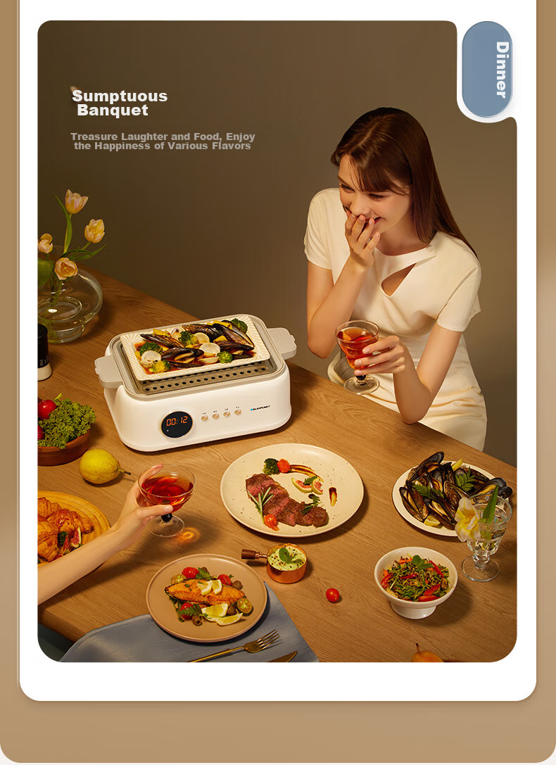 BLAUPUNKT Stainless Steel Electric Steamer, Multifunctional Steaming And Stewing Pot, 10L Double-Layer Steamer, All-In 24H Smart Reservation Cooking Pot, Steamed Bun Electric Stew Pot ZG03B 22