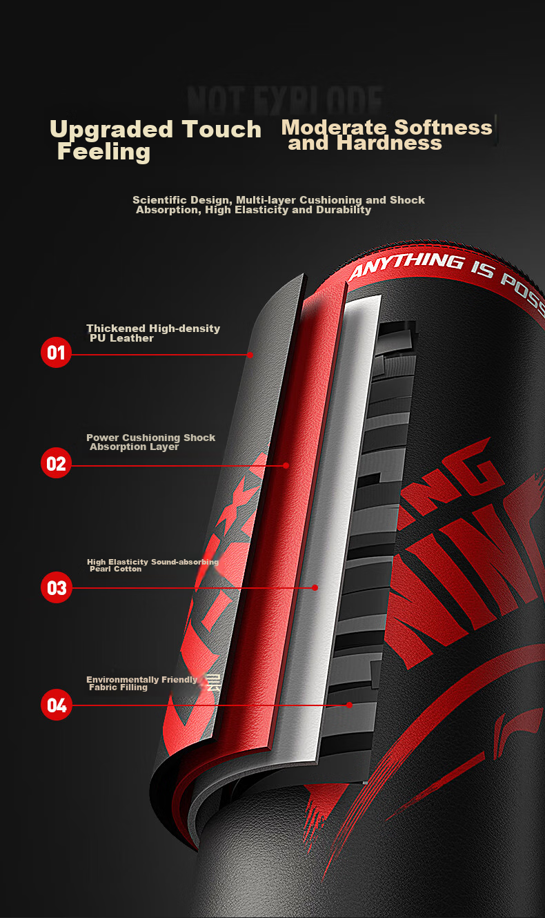 Li-Ning Boxing Training Equipment Punching Bag, Non-Fall Sandbag, Home Use, Adult Standing, Children's Sanda, Martial Arts Fighting 8