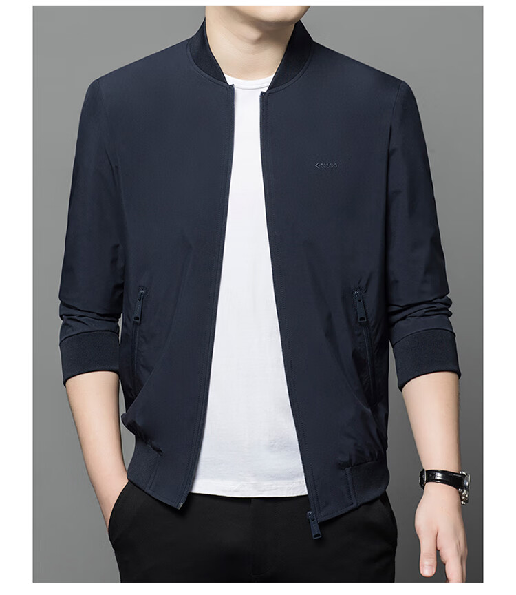 Edenbo Autumn Winter Casual Jacket Baseball Collar Business Commuter Coat Men Navy Blue 170/88A (L) 7