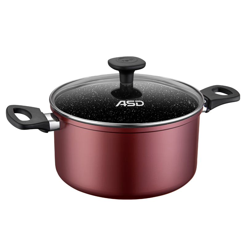 ASD Non-Stick Soup Pot with Crystal Stone Coating, Colorful Double-Handled Small Milk Pot for Stewing Soup And Cooking Noodles, 24CM, Compatible with Gas And Induction Cooktops, A7