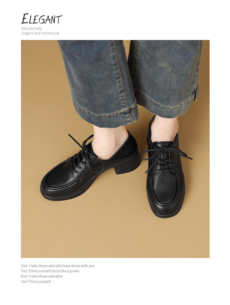 Mulinsen Women's Loafers Elegant Versatile Mom Shoes Commuter Lace-up Leather Flats Black 38 6