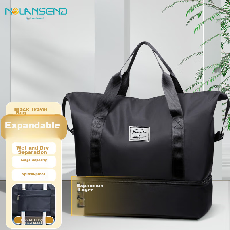 NOLANSEND Travel Bag, Large Capacity Handheld Bag for Men And Women, Sports Fitness Bag for Short Trips, Luggage Storage Bag, 515 Black