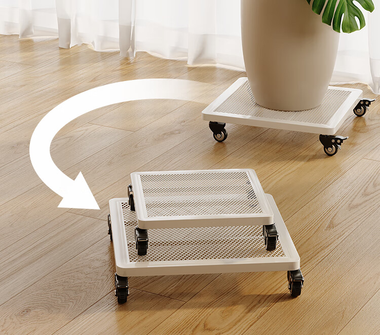 Yicainianhua Flower Stand, Balcony Storage Rack, Floor-Standing Flower Pot Rack, Square Plant And Succulent Pot Movable Shelf, 30/5315 9
