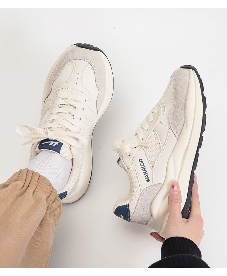 Huili Women's Sneakers, Thick-Soled Versatile Dad Shoes, Trendy Low-Top Casual Shoes for Women-0359 White-Gray 36 13