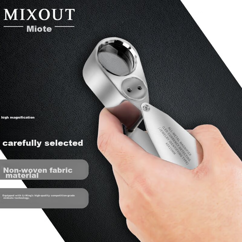 MIXOUT High Magnification Magnifying Glass with Light, Portable HD Jewelry Appraisal Tool for Jade, Jadeite, Antiques, UV Light