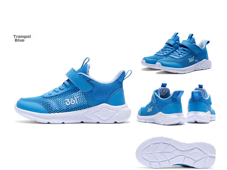 361° Children's Shoes, Kids' Running Shoes Summer Boys And Girls Breathable Lightweight School Shoes Light Cushioning Running Shoes, Blue Size 37 17