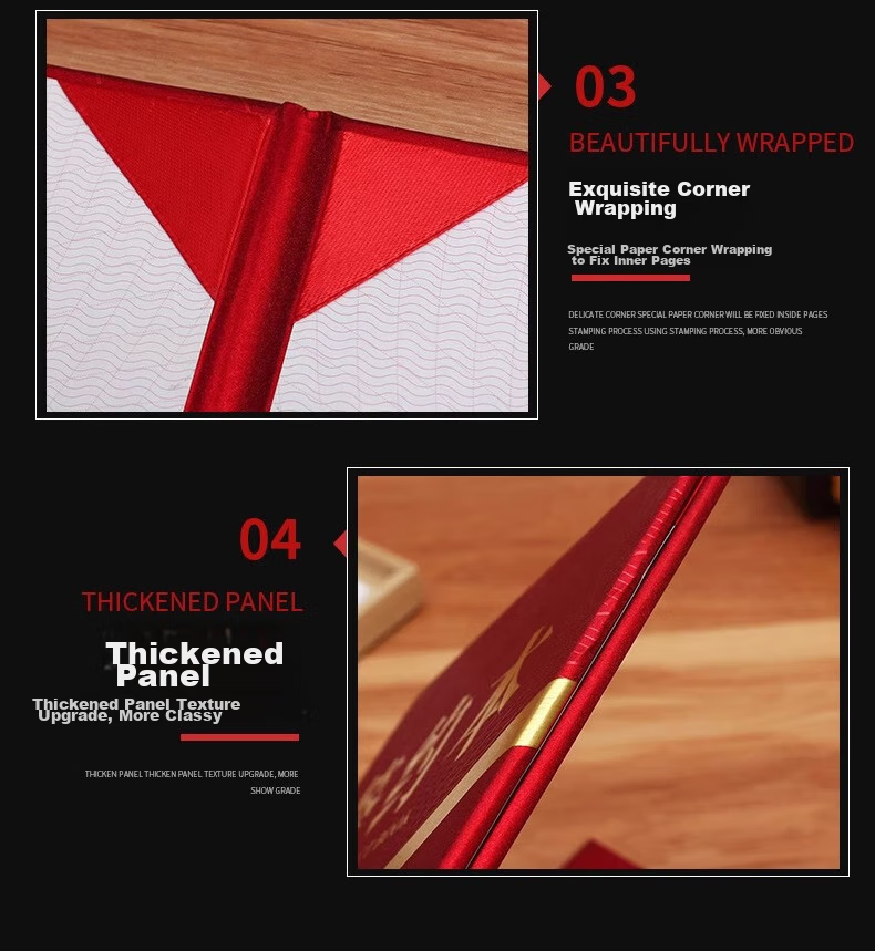 Tianshun A4 High-Quality Signing Ceremony Notebook, Red with Gold Foil, Thickened Leather Cover, Double-Sided Document Folder, Contract Book for Business Activities And Cooperation Agreements, Signing Book A402 6