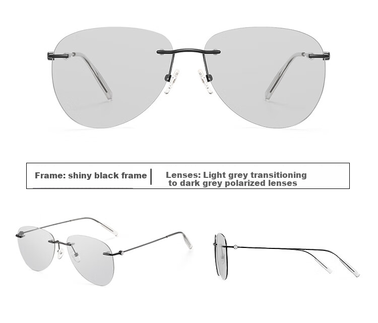 Bertha Polarized Sunglasses for Men, Imported Titanium Material, Specialized for Driving, Photochromic, Frameless, Ultra-Light, for Driving And Fishing 30